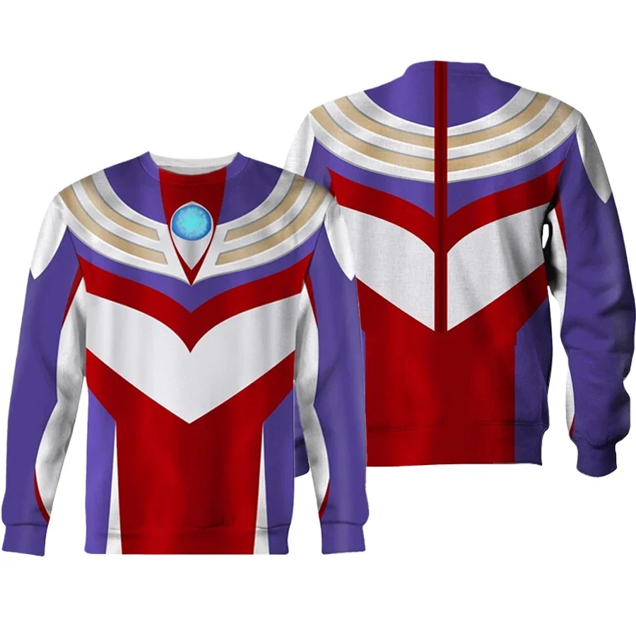 Ultraman Tiga Cosplay Hässlicher Weihnachtspullover 3D-Druck Rundhalspullover für Männer Frauen Jungen Mädchen Anime Weihnachtsfeiertags-Party-Pullover – Detail 2