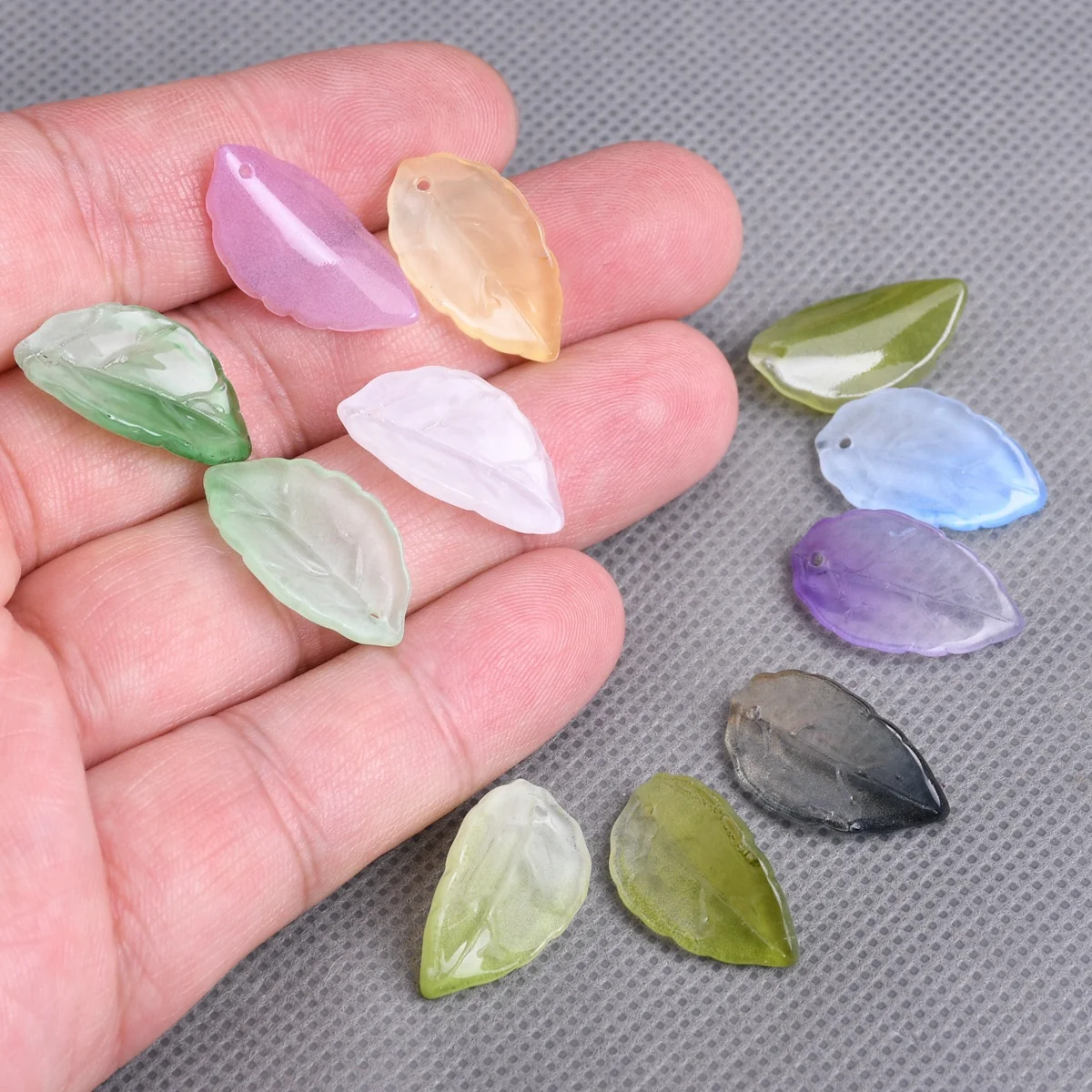 10pcs Leaf Petal Shape 13x25mm Handmade Lampwork Glass Loose Pendants Beads For Jewelry Making DIY Crafts Findings