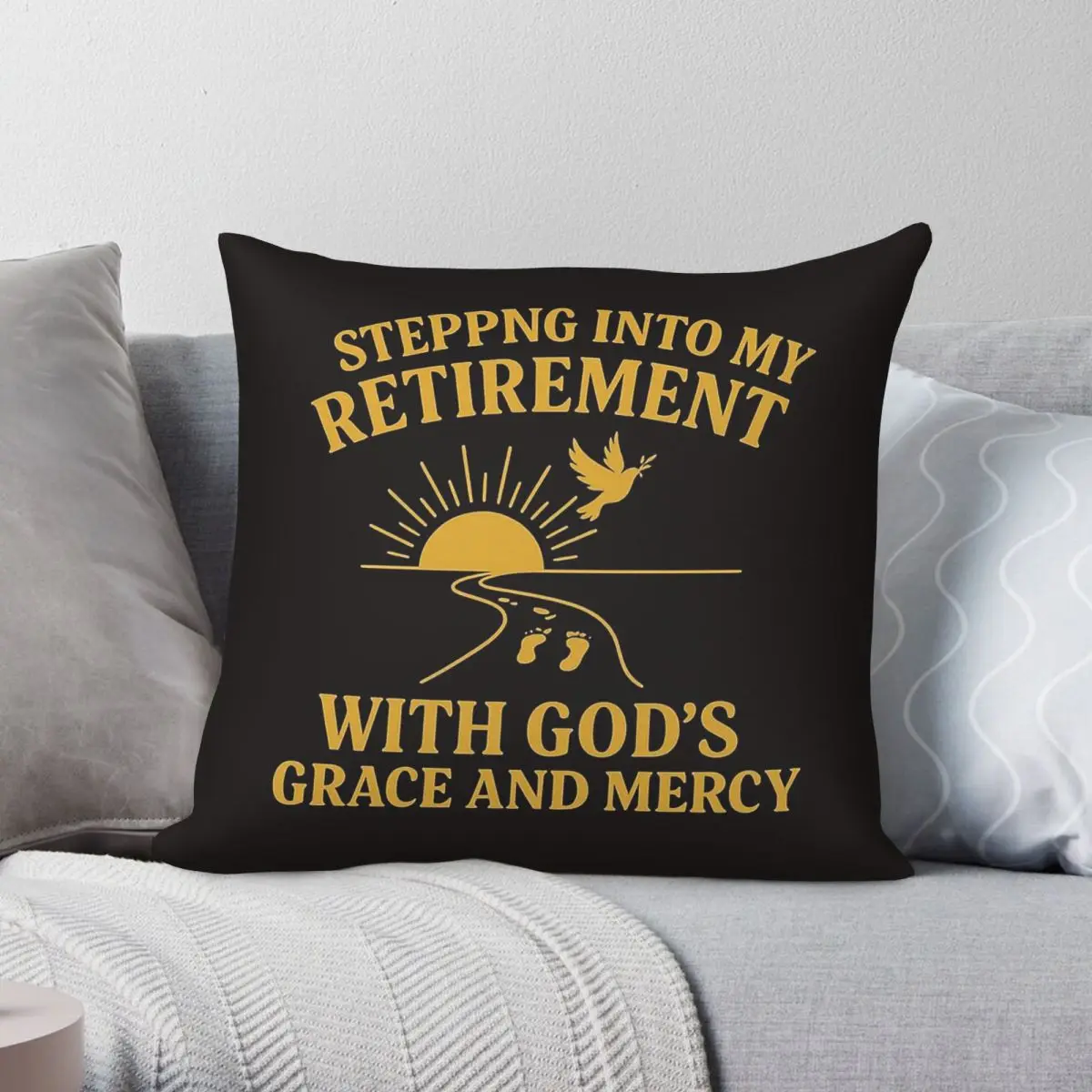 Retirement With God's Grace And Mercy Pillowcase Polyester Linen Velvet Printed Decorative Throw Pillow Case Sofa Cover 45x45