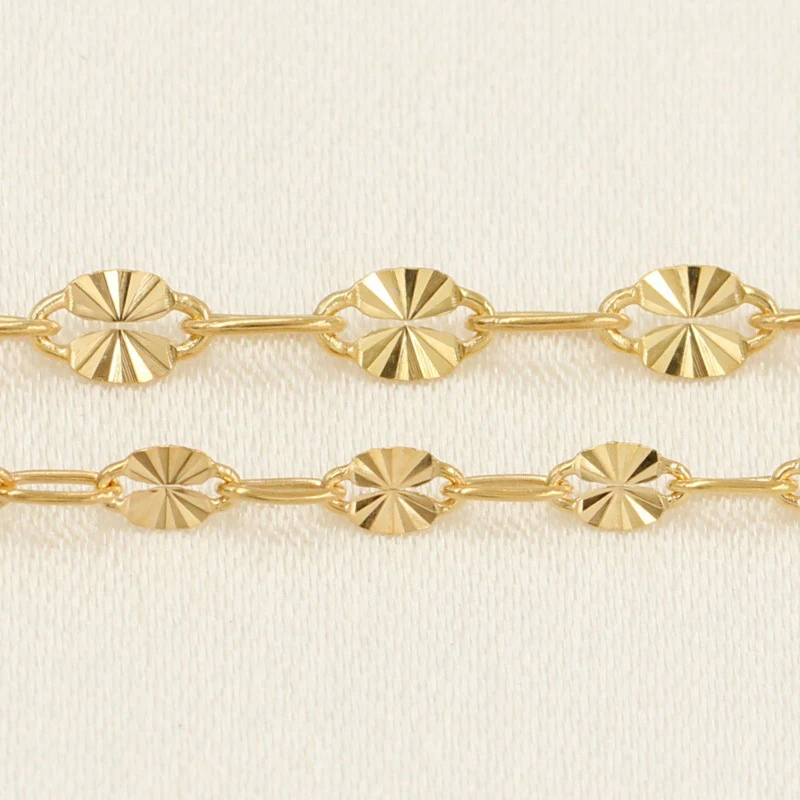 14k Gold Filled Textured Marina Link Chain Unfinished Jewelry Making Chain 1 Meter for Sale