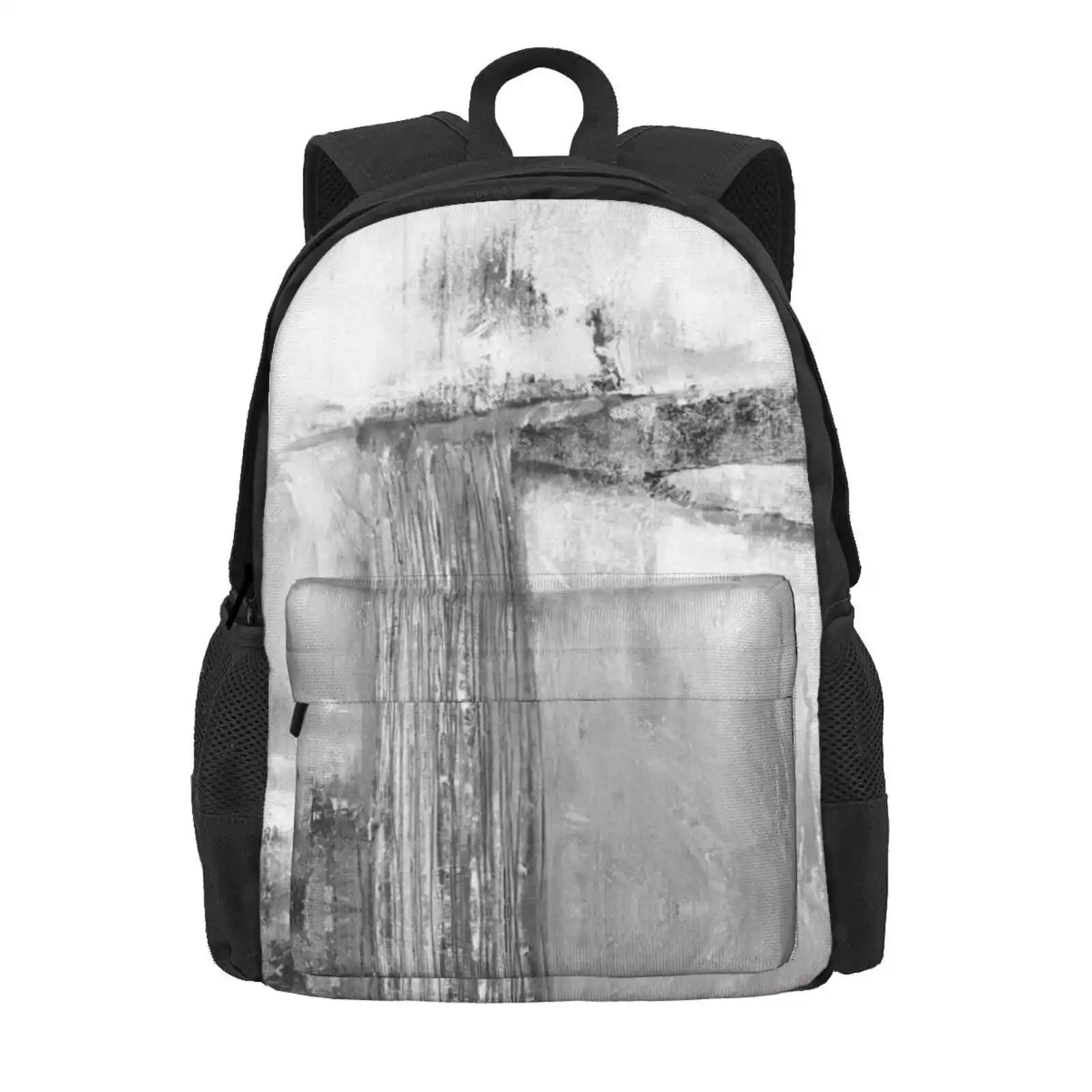 Gray Landscape Hot Sale Schoolbag Backpack Fashion Bags Abstract Landscape White Grey Stripes Minimalist Art Scandinavian Art