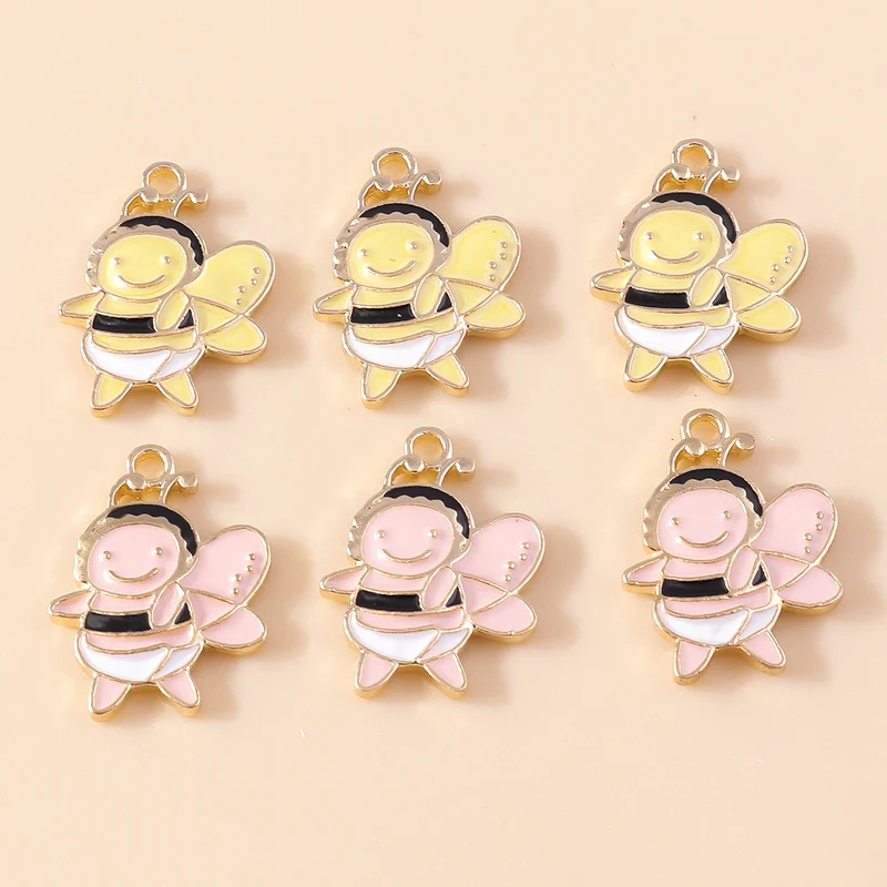 

20pcs 15x21mm Cartoon Animal Bee Charms Enamel Honeybee Charms Pendants for Jewelry Making Earrings Necklaces DIY Craft Supplies