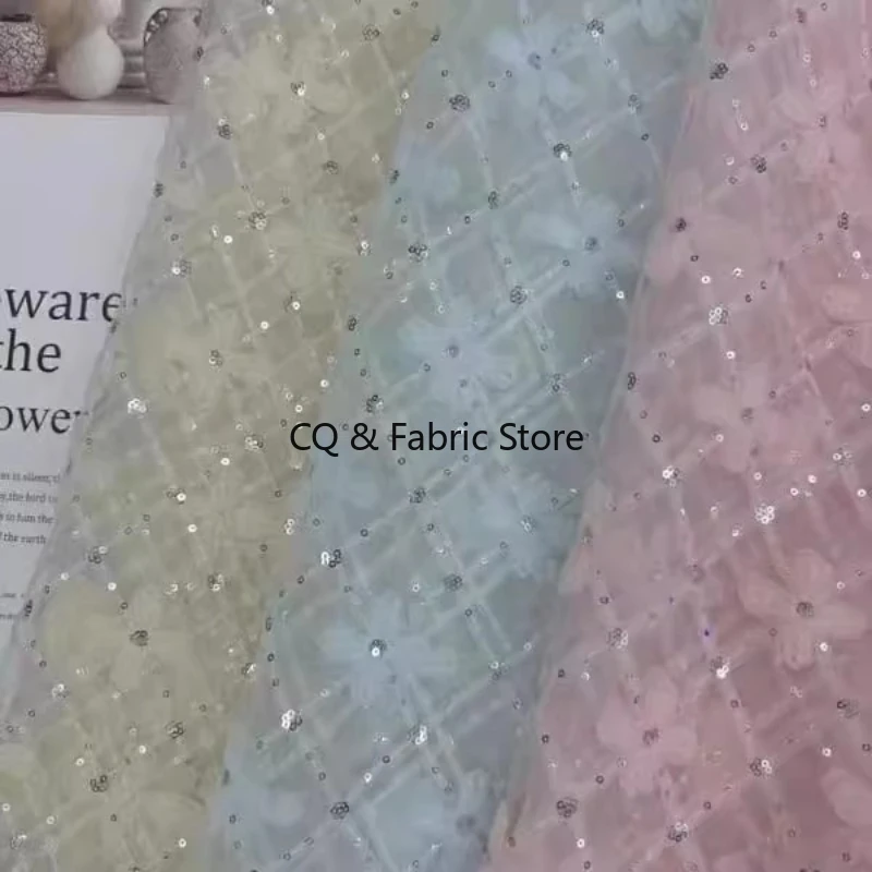 

Весна-лето, новая сетчатая ткань с вышивкой блестками для свадебных платьев, платья для выступлений, детская одежда, мода