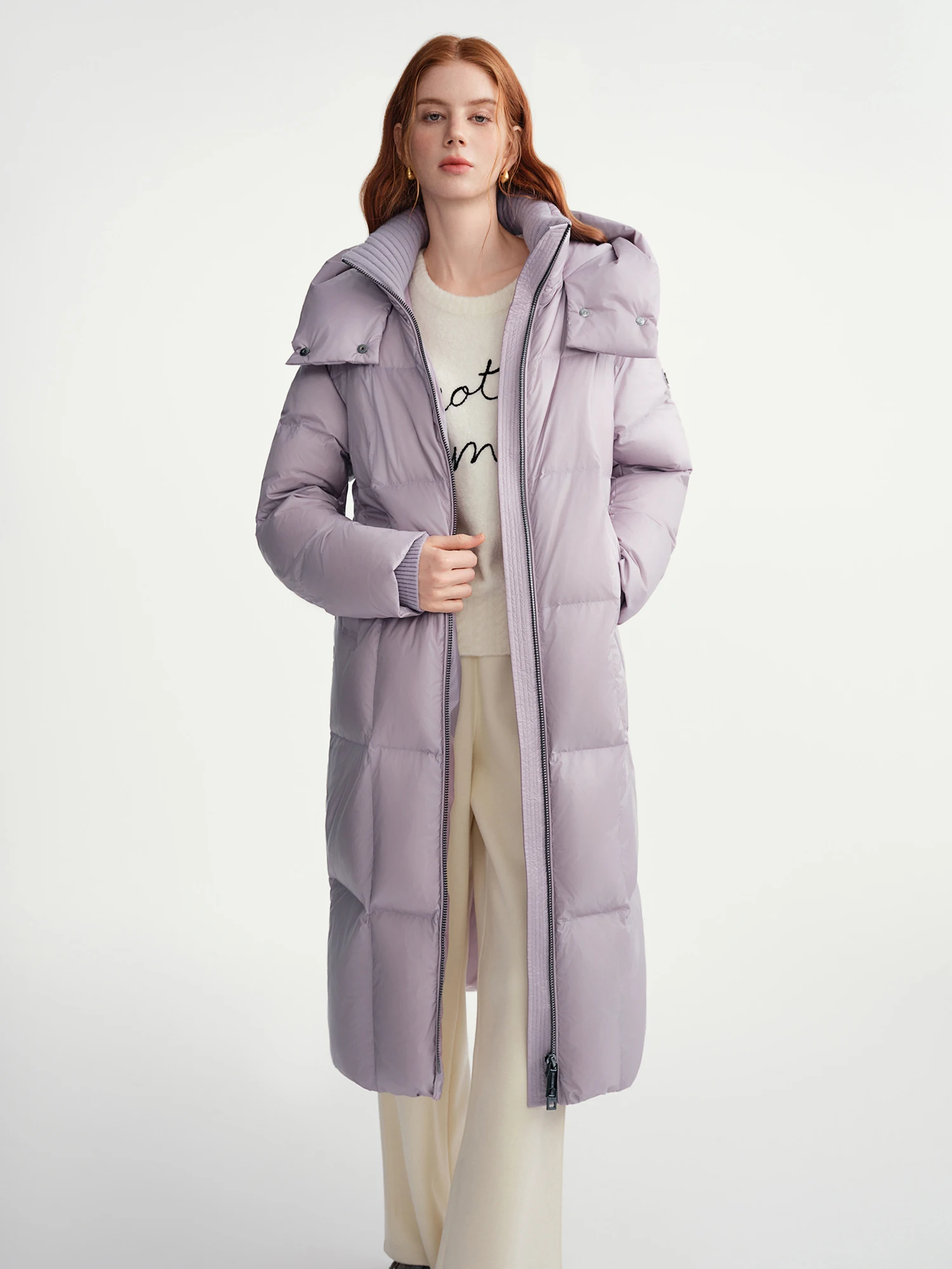 DUSHU Plus-Size Women's Quilted Long Down Jacket with Standing Collar and Hood Winter 2025 by Warmth Field White Duck Down Coats