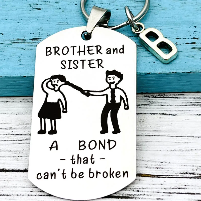 Funny Sister and Brother Keychain Birthday Gift for Sister Brother Graduation Gift for Brother Little Sister Big Brother