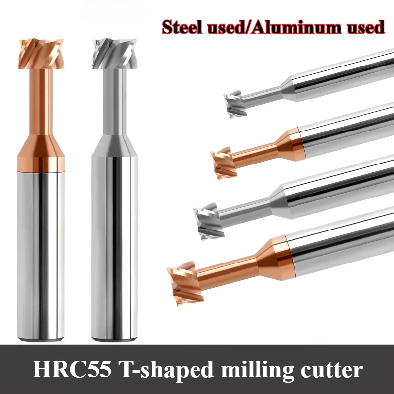 

HRC55 4-зубая фреза с Т-образным пазом, инструмент с ЧПУ для обработки металла, алюминия, стали, концевая фреза из твердого сплава с Т-образным пазом