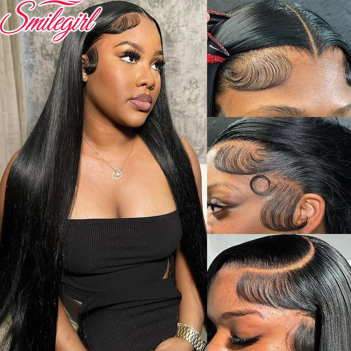 

Прямые парики спереди, плотность 220%, 30 40 дюймов, 13x6 HD, прозрачный парик фронтальной части шнурка, предварительно сорванные прямые парики из человеческих волос