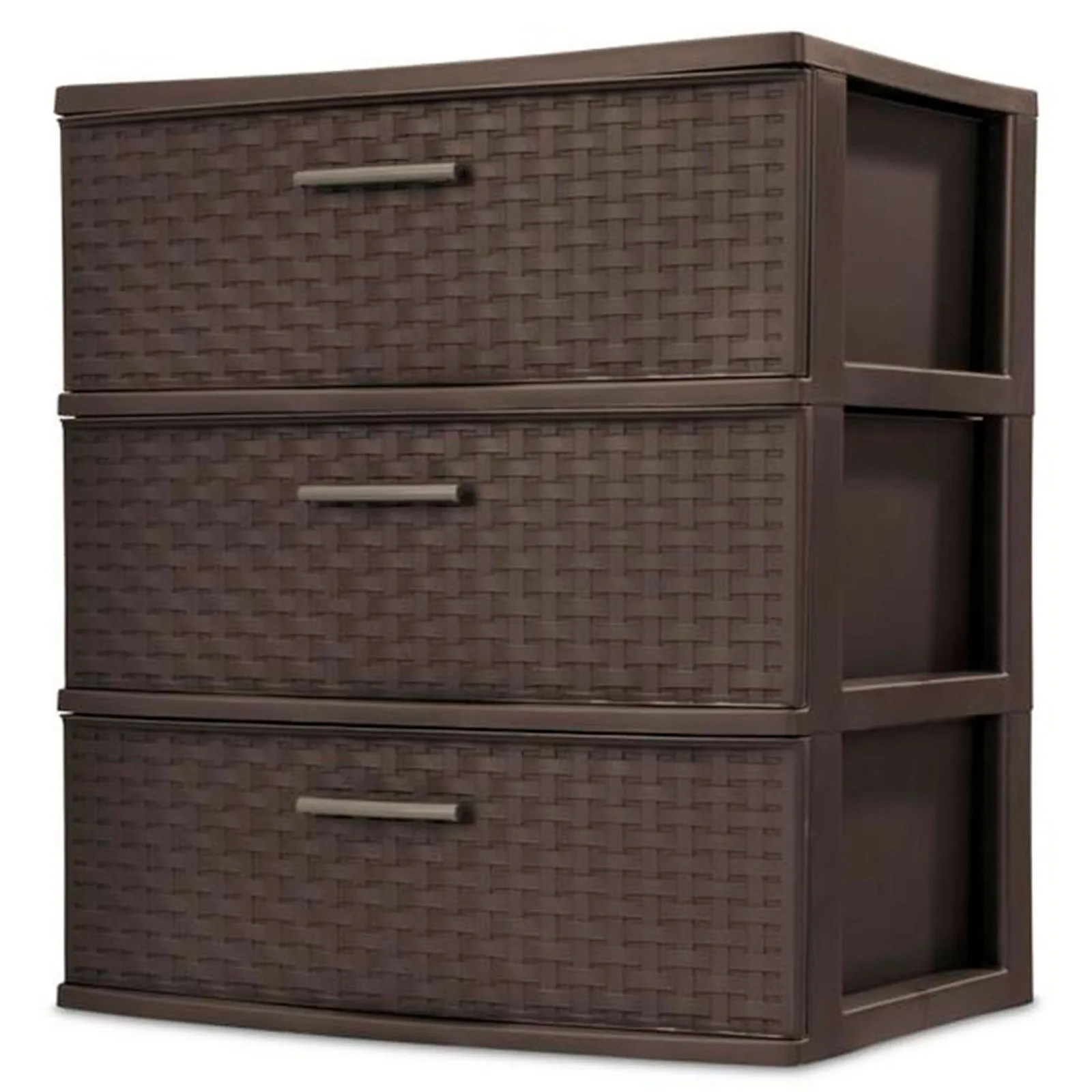 

Sterilite 3 Drawer Wide Weave Storage Tower, Plastic Organizer Drawers, Brown
