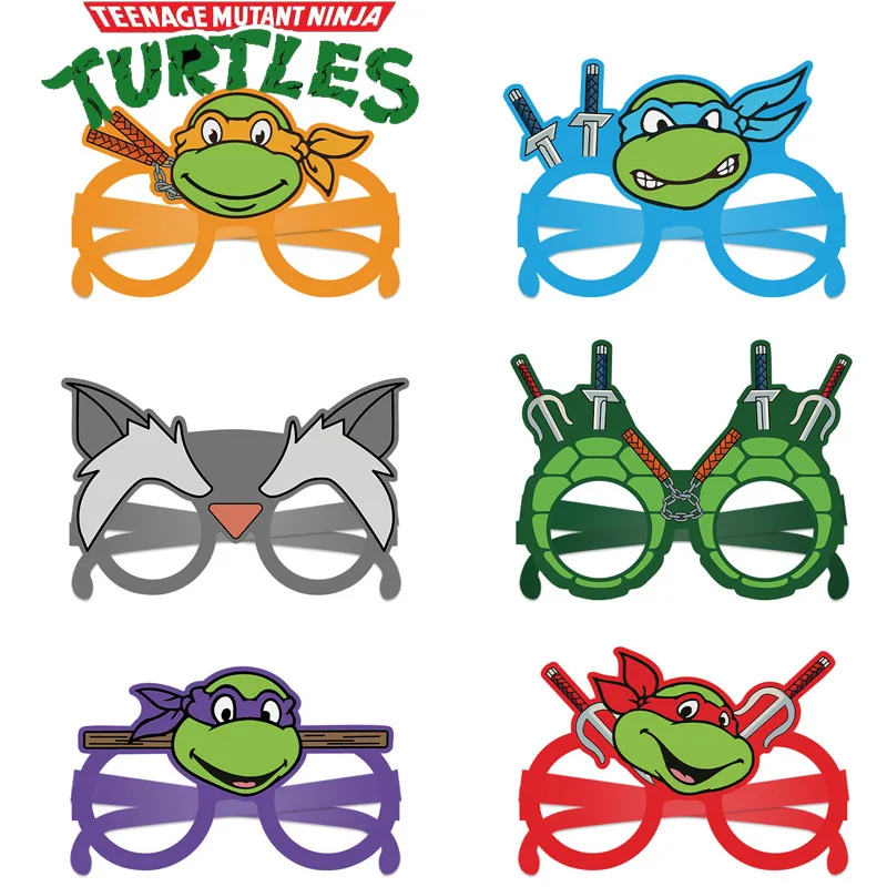 12PCS TMNT Ninja Turtles Party Decoration Paper Glasses Masks Photo Cosplay Props Children's Happy Birthday Party Supplies Gifts