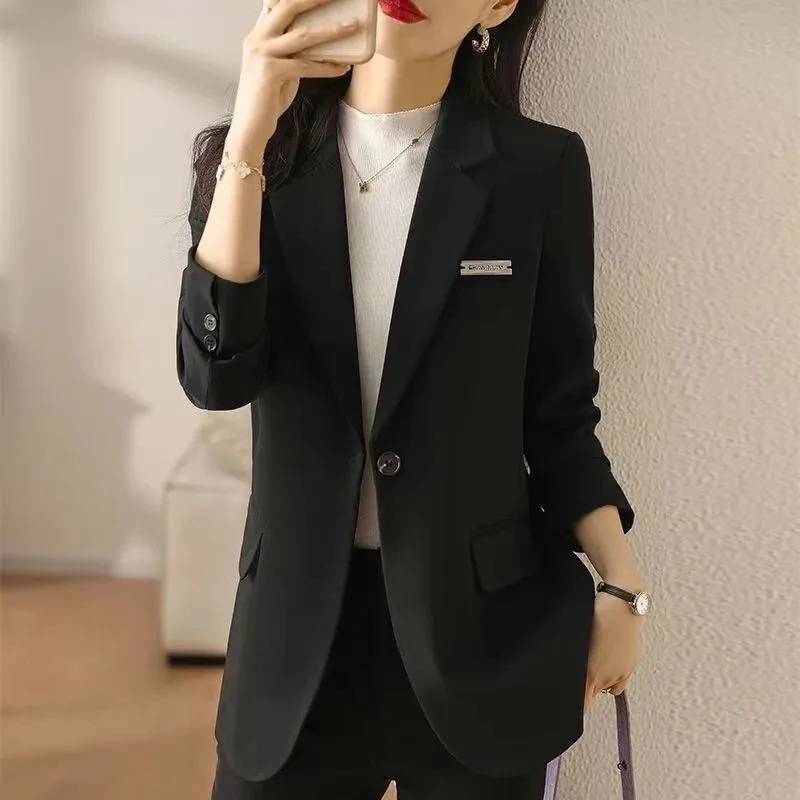 女性のためのシックなプロのブレザージャケット,カジュアルな長袖トップス,スリムなオフィスアウター,デザインセンス,新しい,春,秋,2022