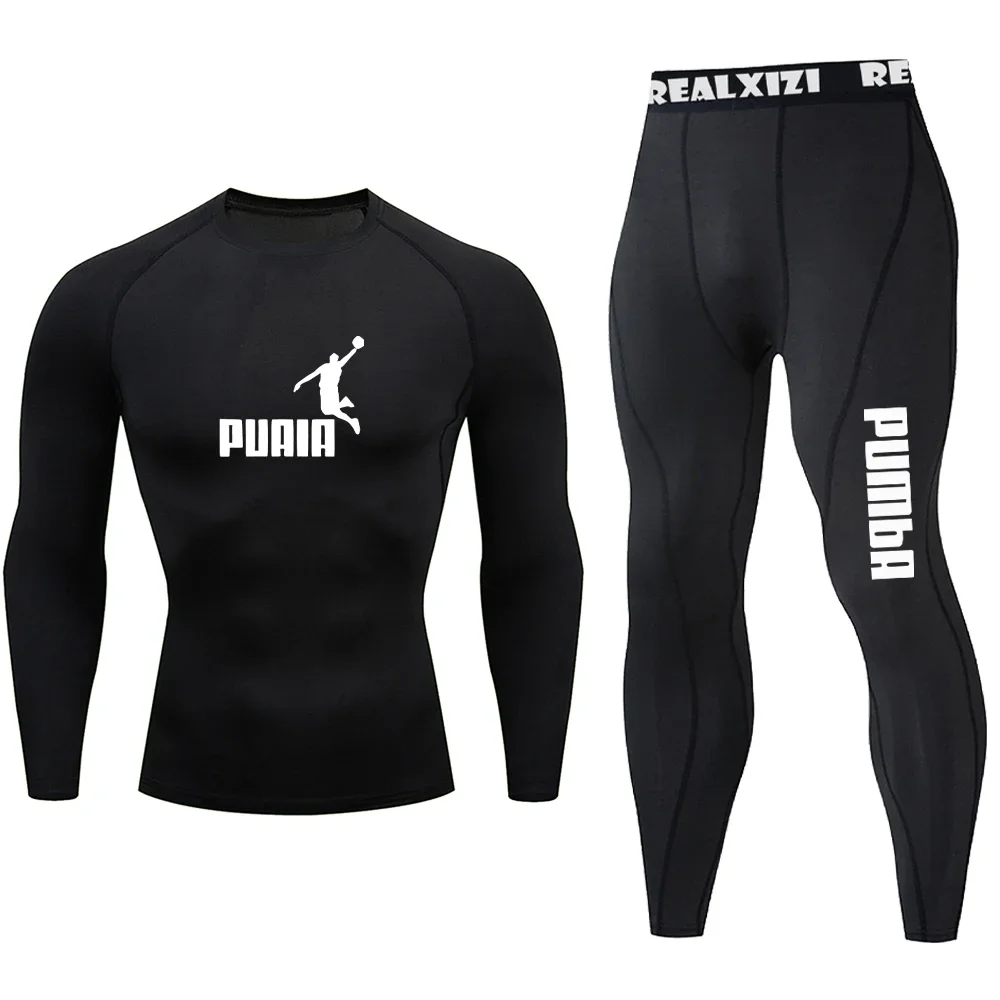 Men's running T-shirt, compression sportswear, long sleeved pants, sportswear, training socks, breathable bicycle training set