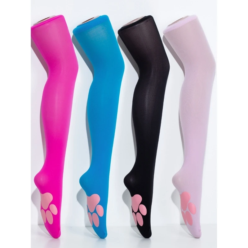 Cute Cat Paw Thigh High Stockings Lolita Girls Kitten Paw Pad Over Knee Stockings Women Solid Long Boot Socks Cosplay Costume