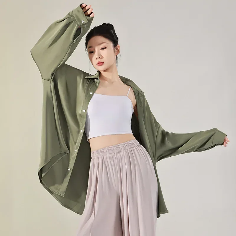 Modern dance clothes, men's and women's same shirts, performance clothes, loose tops, classical dance elegant body clothes,