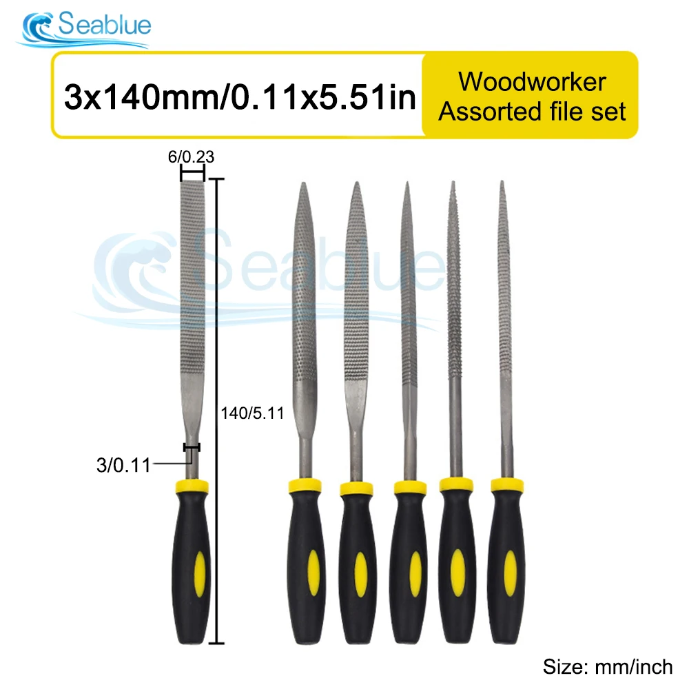 6Pcs 3x140/160/180mm Mini Metal Rasp Needle Files Set Wood Carving Tools for Steel Rasp Needle Filing Woodworking Hand File Tool