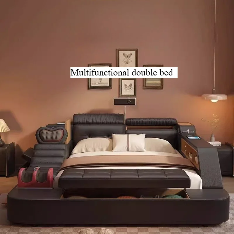 Cama con Espacio de Almacenamiento, Cabecera Tapizada Negra, 180x200, Cama para Dos Personas, Moderna, Queen, Cama de Lujo para Dormitorio, Accesorios para el Hogar