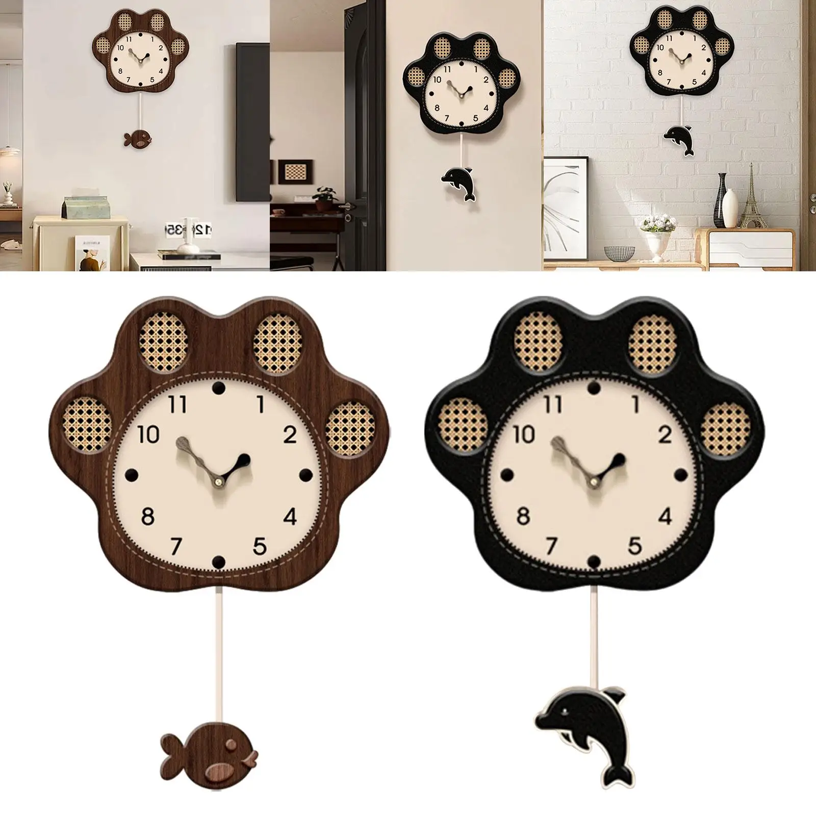 

Wall Clock with Pendulum Art Craft Versatile Retro Style Creative Ornament Home Decoration for Bedroom Living Room Gift Indoor