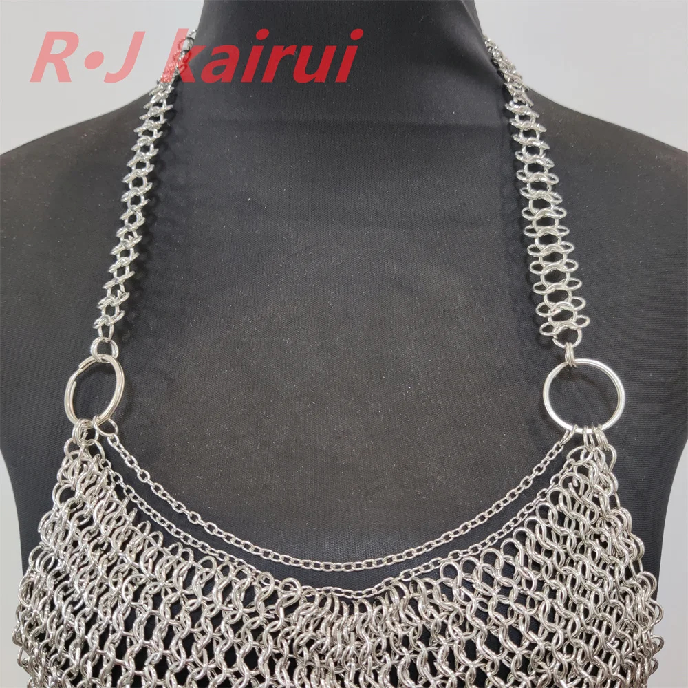 جديد RJ موضة اليدوية Chainmail قلادة طبقات سبائك الحديد سلاسل درع البرازيلي Bellyband مجوهرات فستان رقص الإكسسوار 2 ألوان