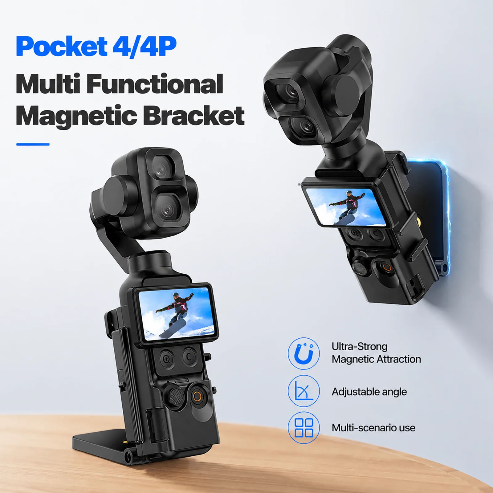 Magnetic Silicone Protective Case for DJI Osmo Pocket 4/4P Anti-Slip Anti-Fall Shockproof Camera Cover with Strong Absorption