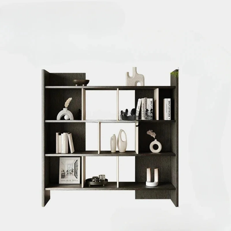 

Italian minimalist bookcase bookshelf floor-to-ceiling shelf integrated wall removable leather solid wood bookcase