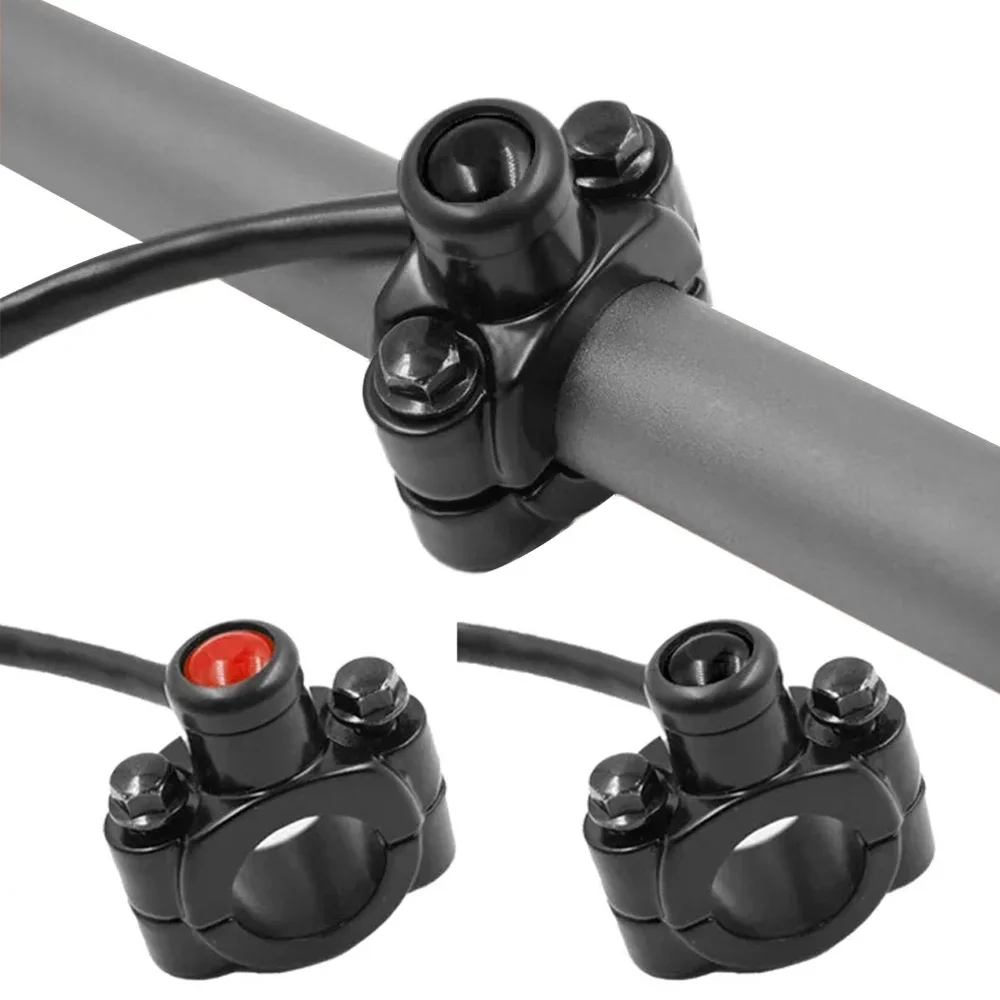 Interruptor de Guidão de Motocicleta 22mm 7/8'' para Buzina, Farol e Luz Estroboscópica, Botão Momentâneo em Liga de Alumínio - Peças para Moto
