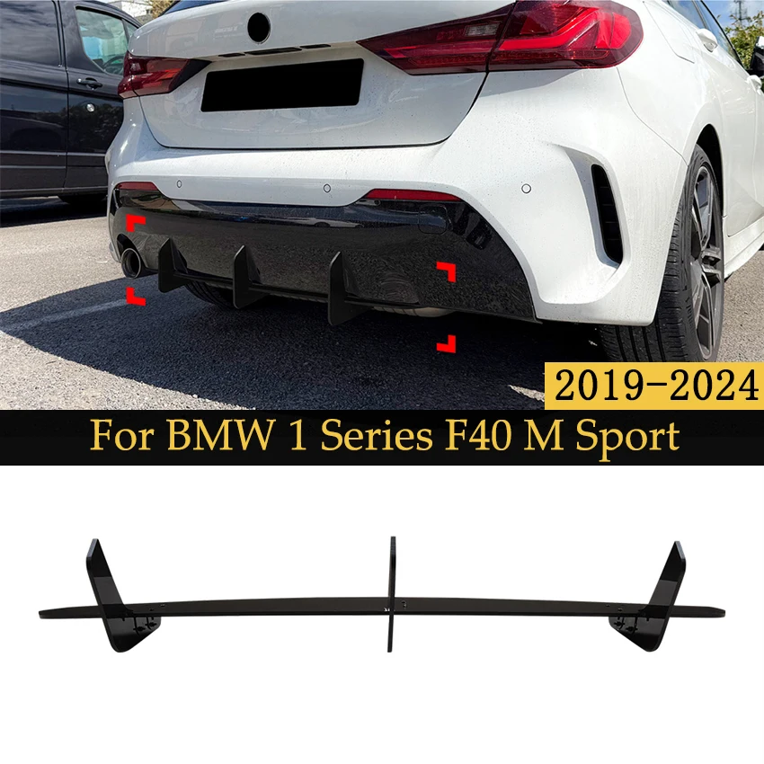

ABS глянцевый черный автомобильный задний бампер, разветвители для губ, диффузор для BMW 1 серии F40 M Sport 2019-2024, комплекты кузова, тюнинг