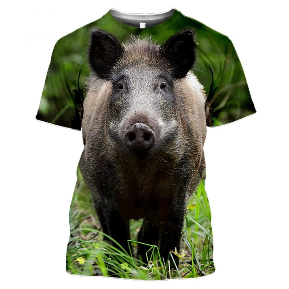 Camouflage Boar Animals Hunting 3D T-shirt Summer Leisure Men Tops Fashion Street Women\'s Pullover Short Sleeve T Shirt