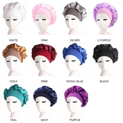 New Solid Satin Bonnet Sleep Hat Night Hair Care Shower Unisex Cap Styling Tool