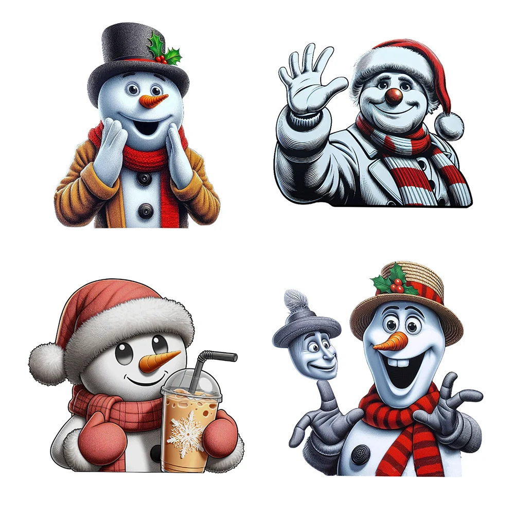 

Merry Christmas Cartoon Snowman Peeking Car Sticker For Car Auto Window Body innovative DIY Xmas Colorful Decal Decor