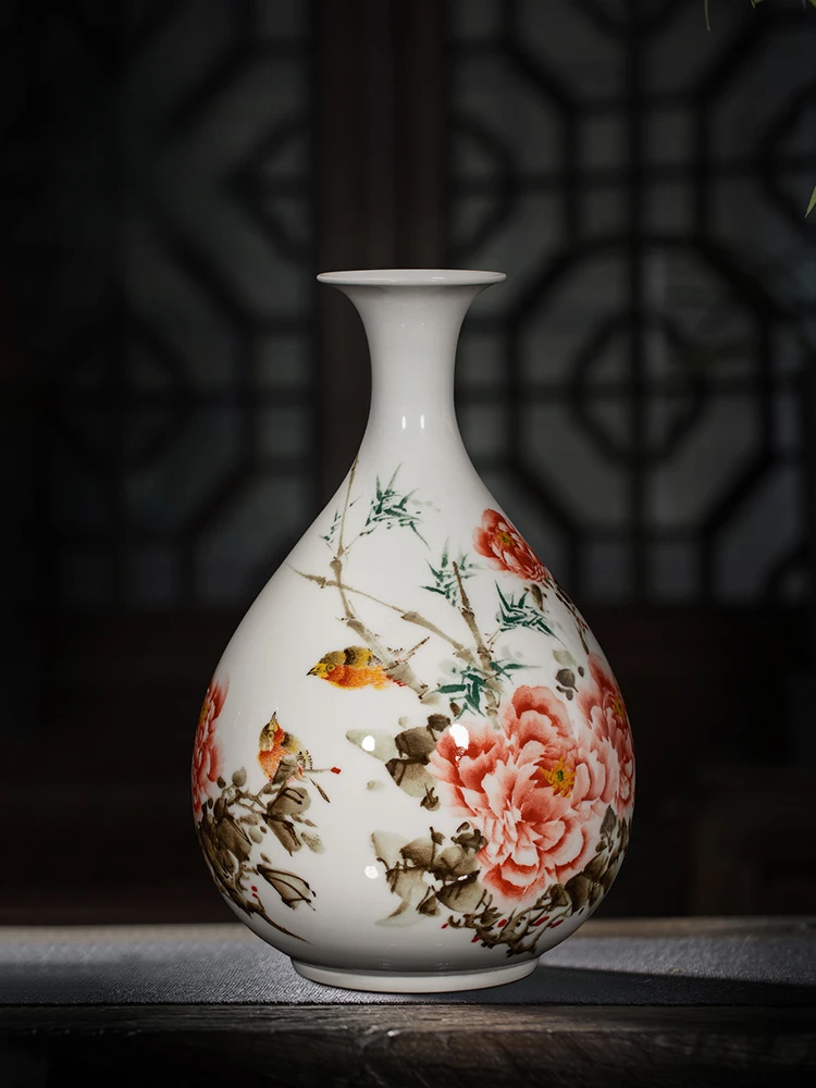 

Vase Ceramic Chinese Flower Porcelain Bottle Plant Flower Printing and Dyeing Living Room Antique Porcelain Desktop Decoration