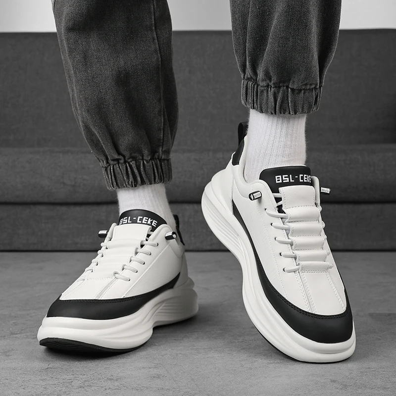 

Thick sports shoes for men, designer, sporty, fashionable, casual leather, breathable, height increase, thick-soled shoes