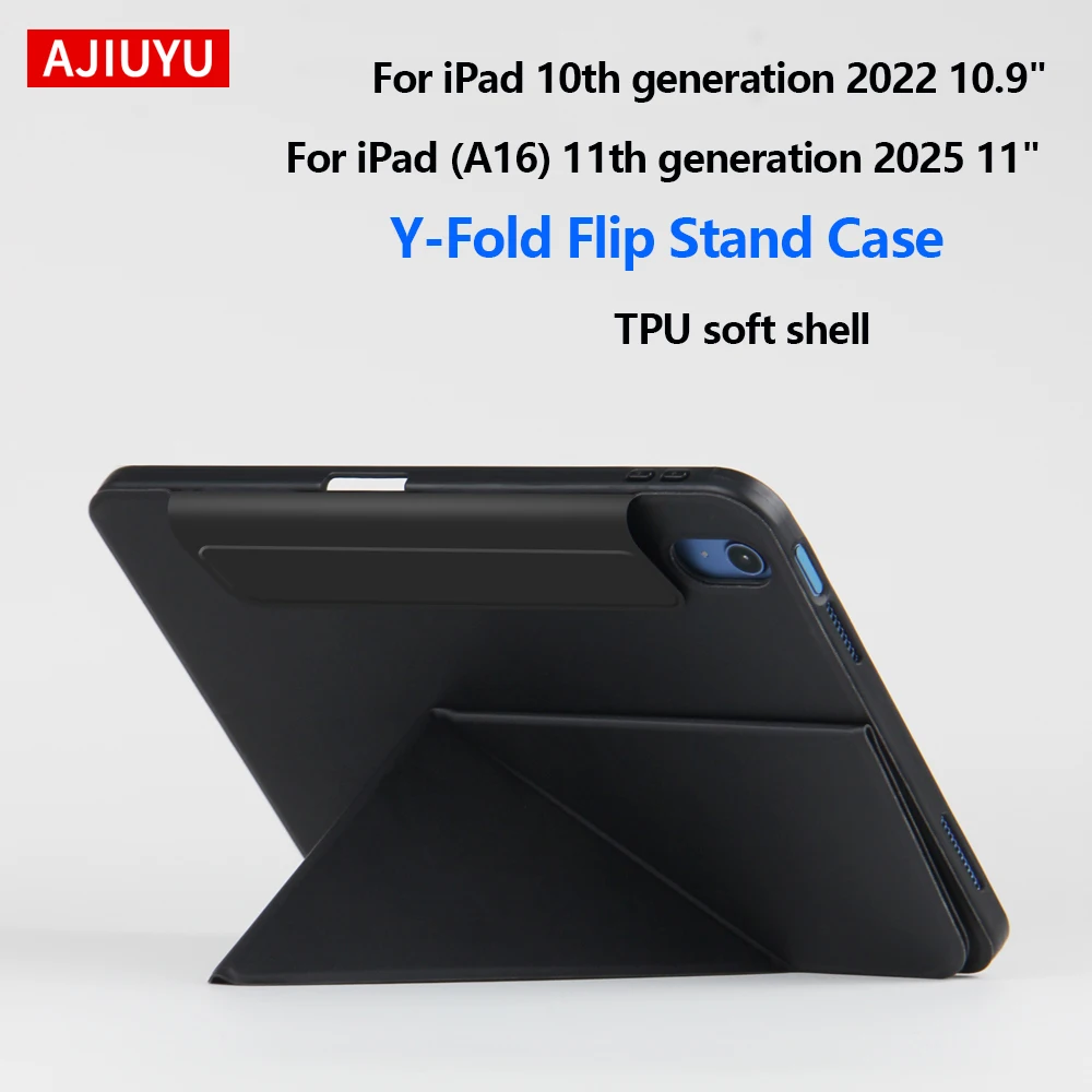 Hülle für iPad 10. Generation 2022 10,9' Y-Fold Tablet-Hülle für iPad A16 11 Zoll 11. Gen 2025 Flip-Stand-Cover mit Stiftschlitz