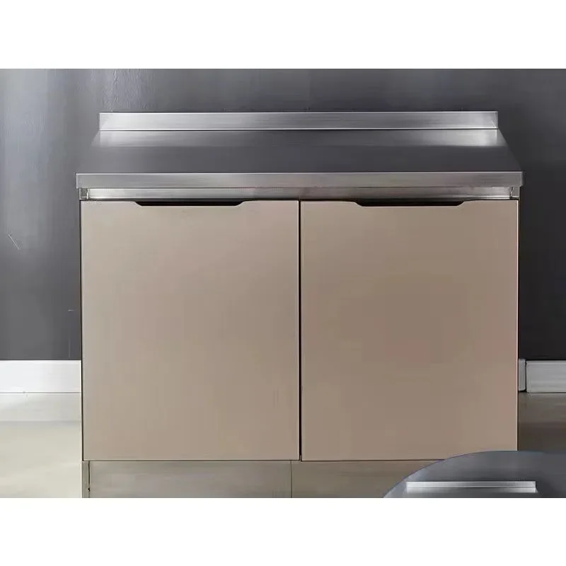 خزانة باب زجاجي للمطبخ من الفولاذ المقاوم للصدأ، موقد بسيط #3