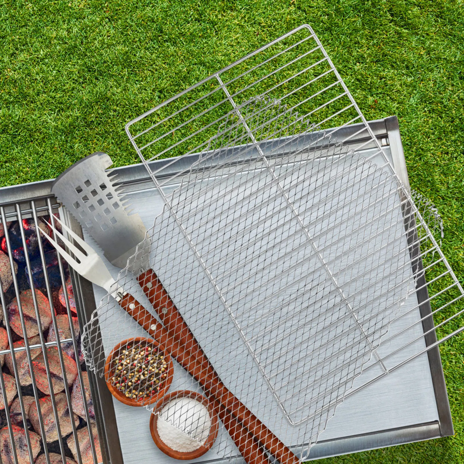 

10Pcs Aluminum Grill Mesh Mat Disposable Bbq Liner for Grilling Baking Broiler Cooking Outdoor Camping Grill Screen