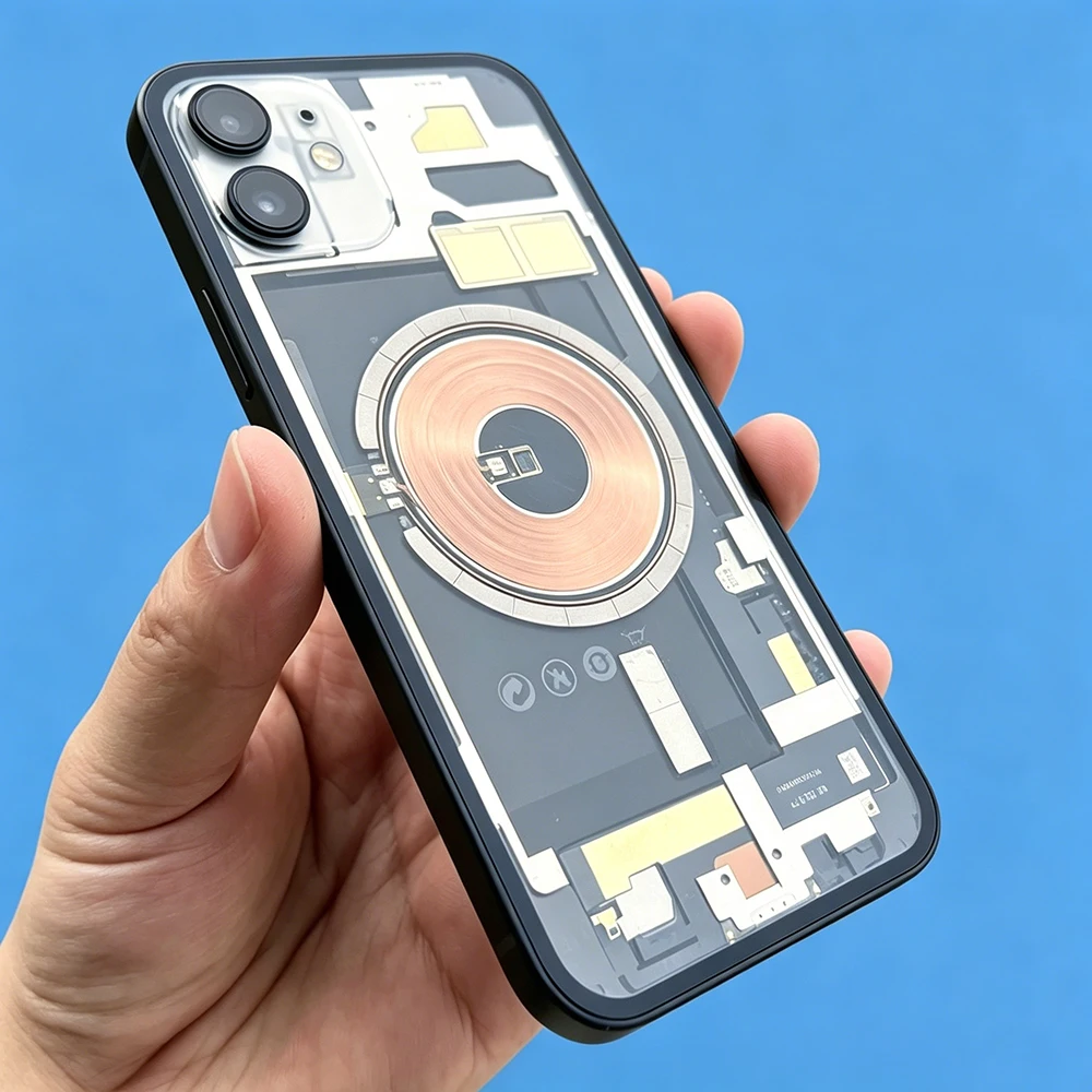 For iPhone 12 12 Mini Rear Housing Replacement Clear Back Glass Modified Transparent Back Cover Assembly Parts With Frame