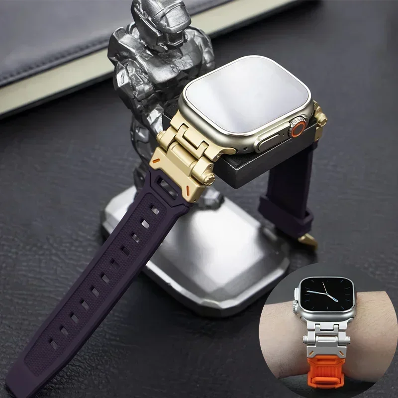 سوار رياضي من السيليكون للساعة ، حزام مطاطي لسلسلة iWatch 9 ، 8 ، 7 ، SE ، 6 ، 5 ، 4 ، Ultra 2 ، 49 ، 45 ، 42 Apple ، 44