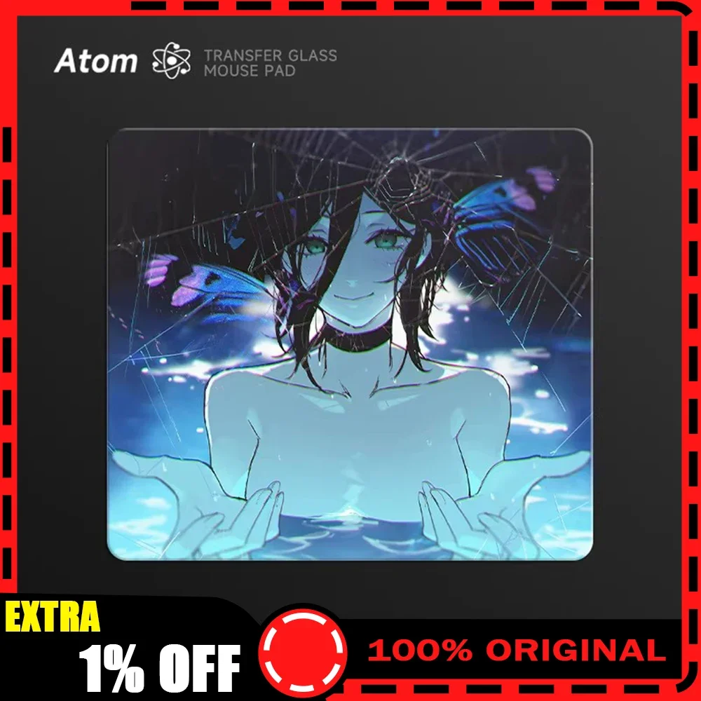 ATOM TRANSFER Glass Mousepad FPS Smooth and Speed Mouse Pad Dirt-resistant and Durable Coated Surface For TTK APEX CSGO PC Gifts
