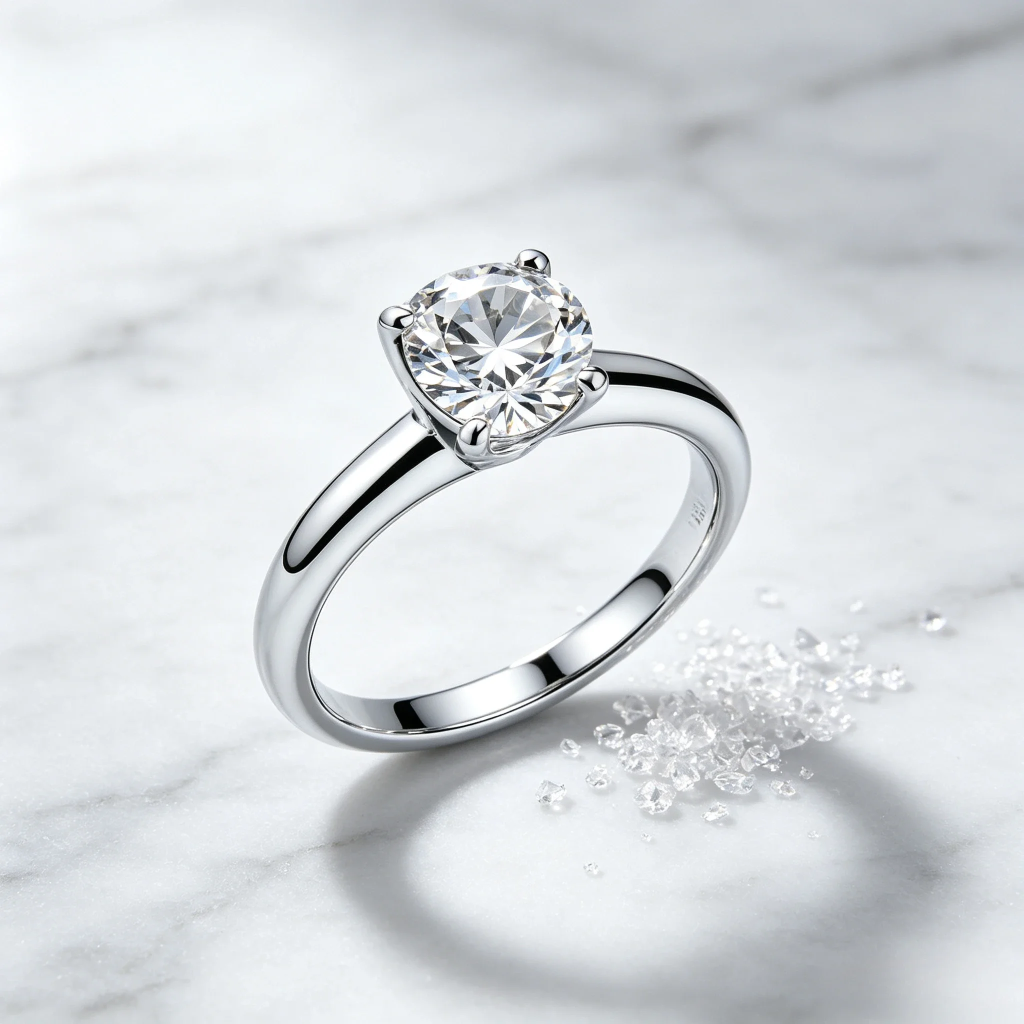 Diamond Ring 14K White Gold Engagement Ring Test Positive Lab Creat Giving gifts for friends