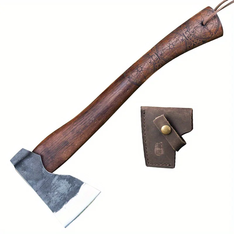 HX OUTDOORS Camping Axe Hatchet For Wood Splitting And Chopping,Gardening Axe Wooden Handle Tools With Sheath For Camping,Hiking