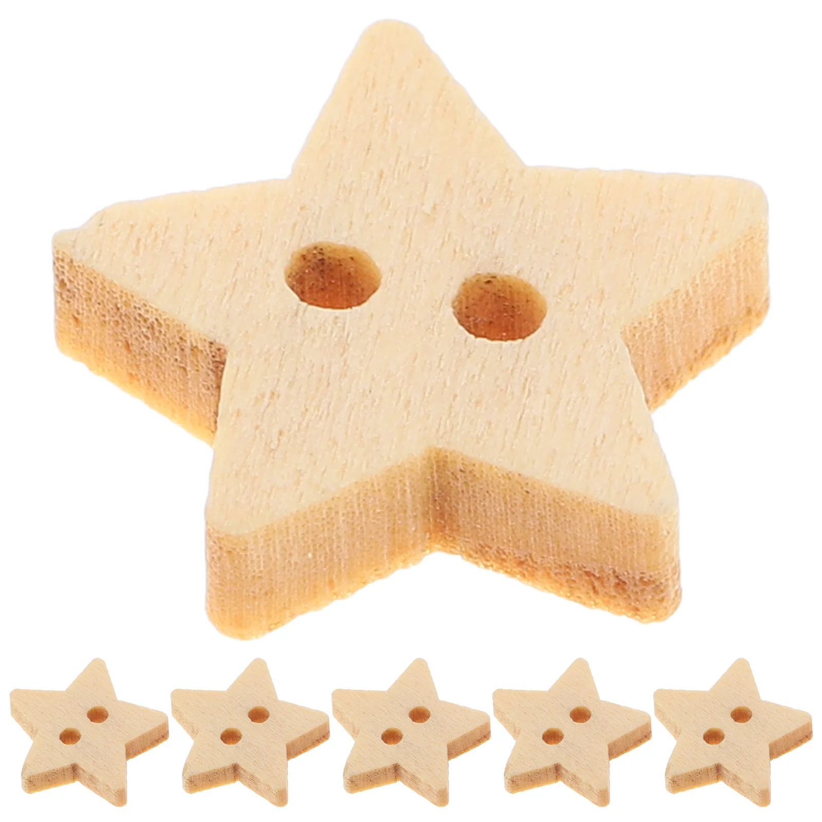 

200Pcs Wooden Buttons Star Natural Wood Two Holes for Scrapbook Sewing Knitting Craft Decoration Supplies Wooden Buttons