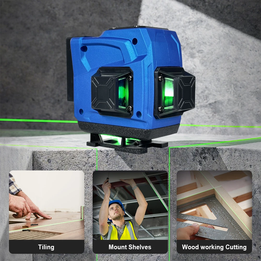 Kamolee 12 Lines Green Laser Level Horizontal Vertical Cross Lines High precision remote control Automatic adjustment gradienter