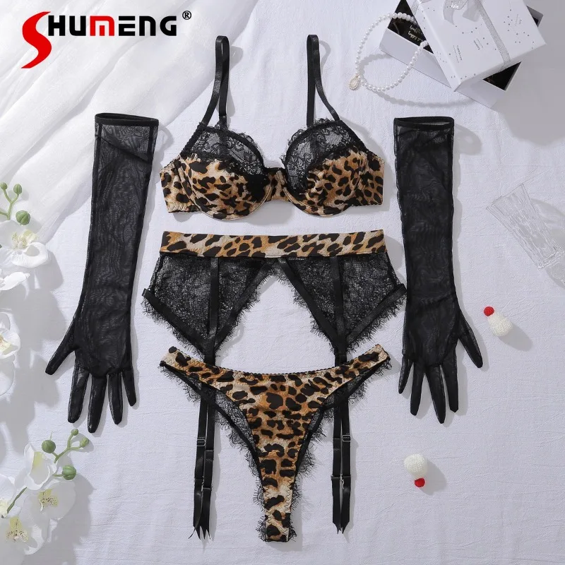 

Sexy Pure Desire Leopard Print Bra Sets for Women Underwire Push Up Bra and Panty Suits Female All Seasons Underwear Intimates
