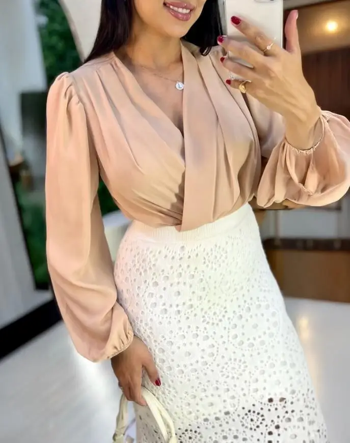 

Women's Casual Hollow-Out Crochet Mid-Calf Skirt Temperament Commuting New Fashion Female High Waist Work Black Mermaid Skirts