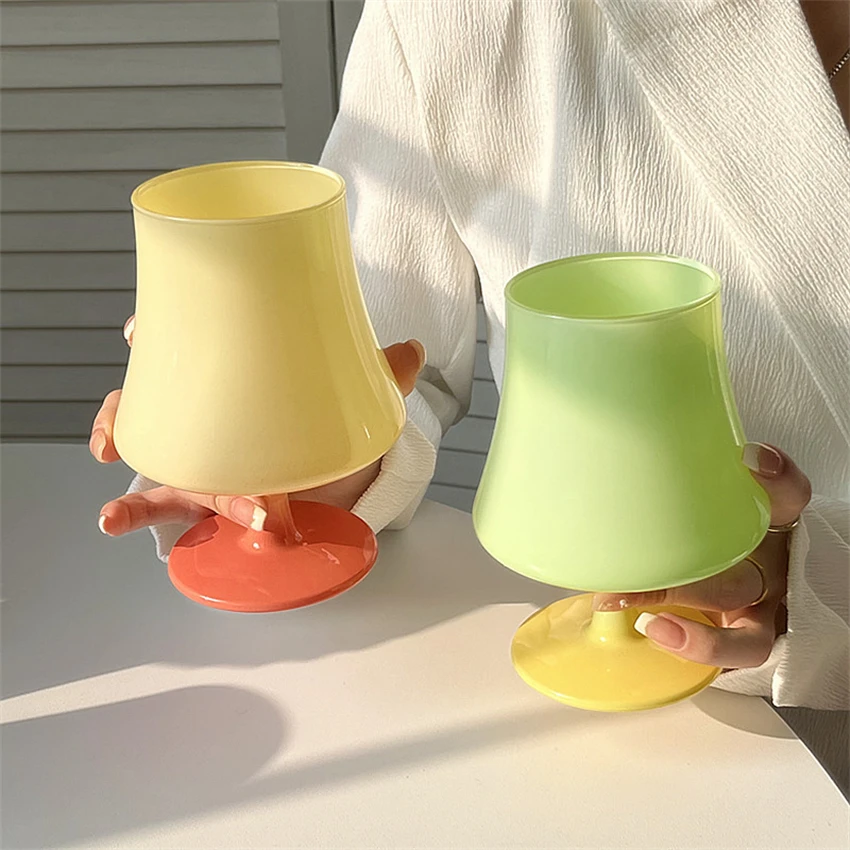 Korean Retro Ins Style Lamp Shaped Glass, Candy-Colored, Simple Home Champagne Glass, Single-layer, Universal Tall Glasses