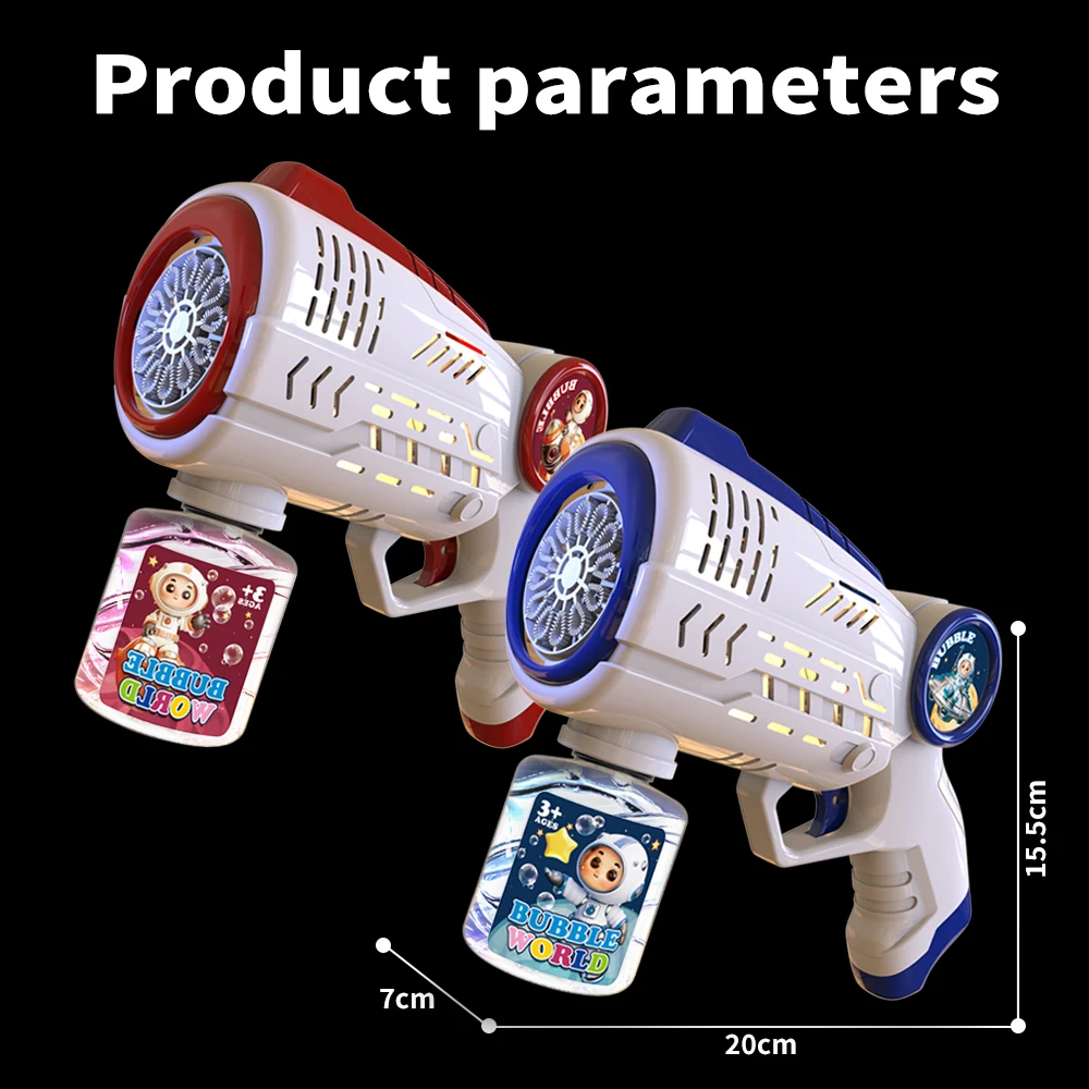 Space Astronaut 1 LED 光る 10 穴電気ギャラクシー バブル ガン、ランダムな色、ハンドヘルド、プラスチック、レッド/バーガンディ/ネイビー、液体-fr