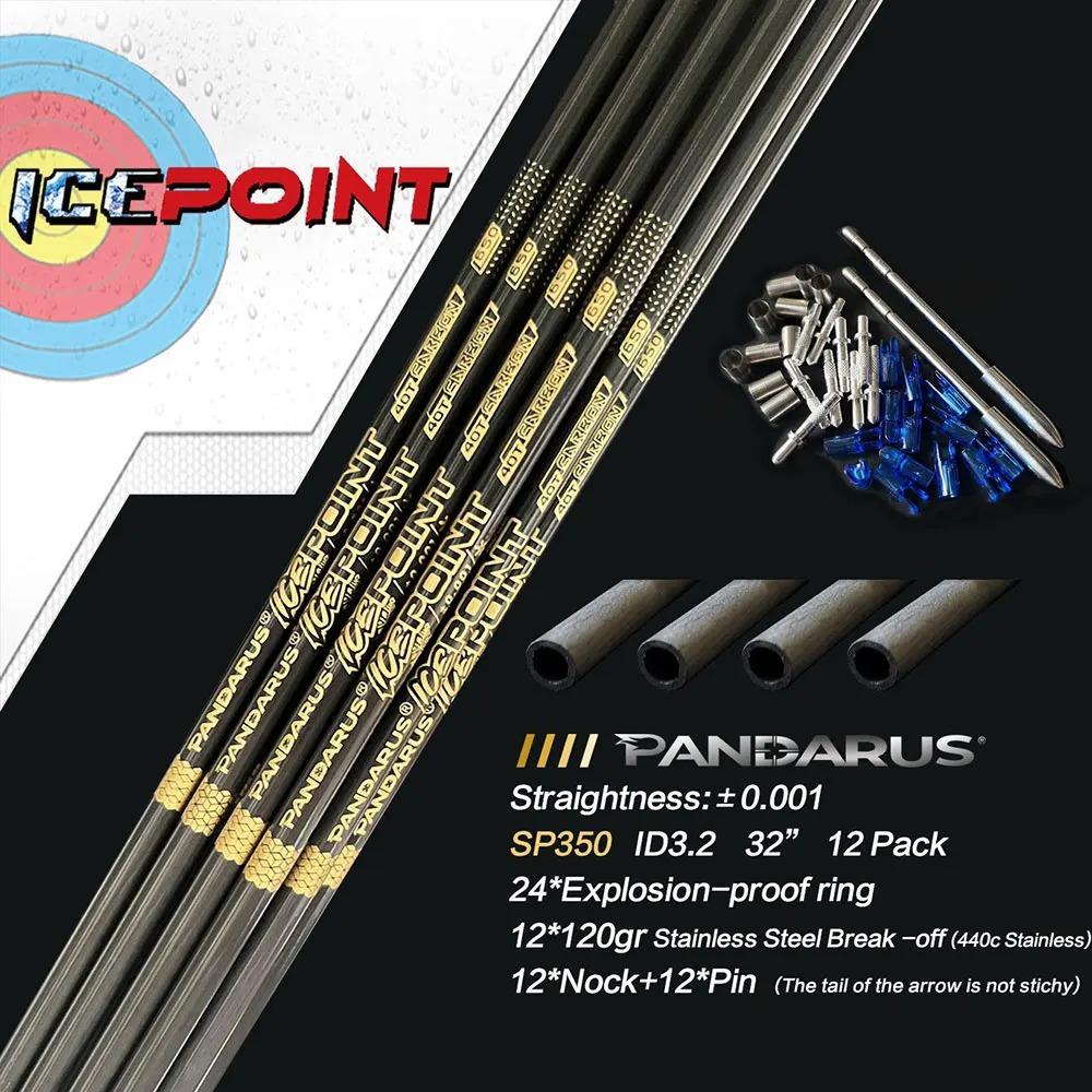 

12pcs Competitive Carbon Arrow ID3.2mm Straightness +/-0.001" 40T Carbon SP 350-1000 Recurve Compound Bow Archery Shooting Game