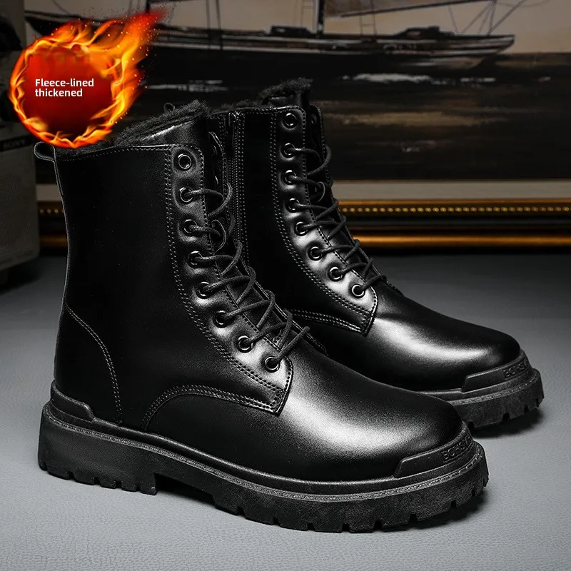 Spring Trend Half Boots for Men Black Men Boots Casual Shoes Men PU Leather Winter Boots Men's Safety Shoes Botas Para Hombrem44