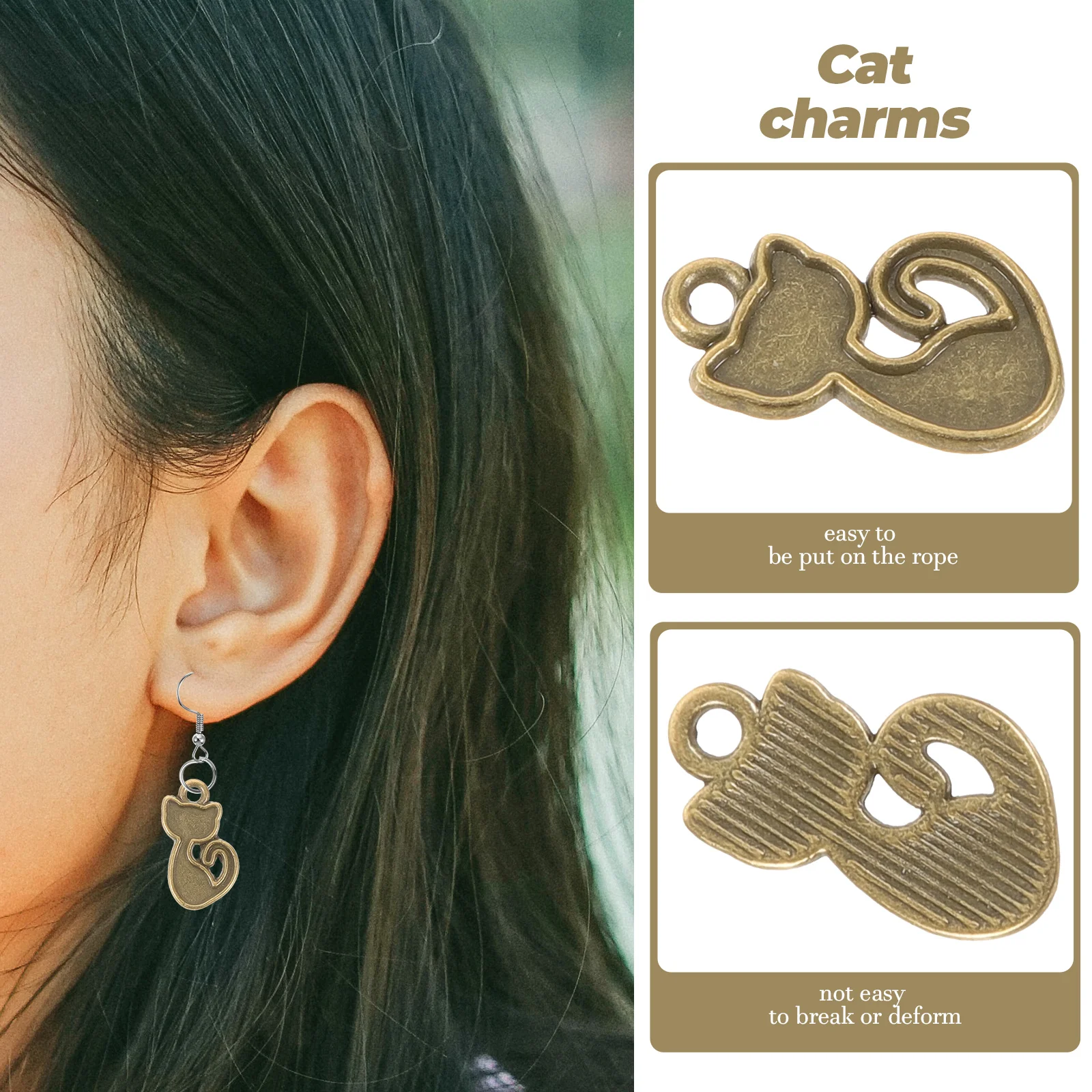 

100pcs Retro Cat Pendants Alloy Diy Mini Charms Handmade Decorations Cute Small Jewelry Accessories For Crafts Necklaces