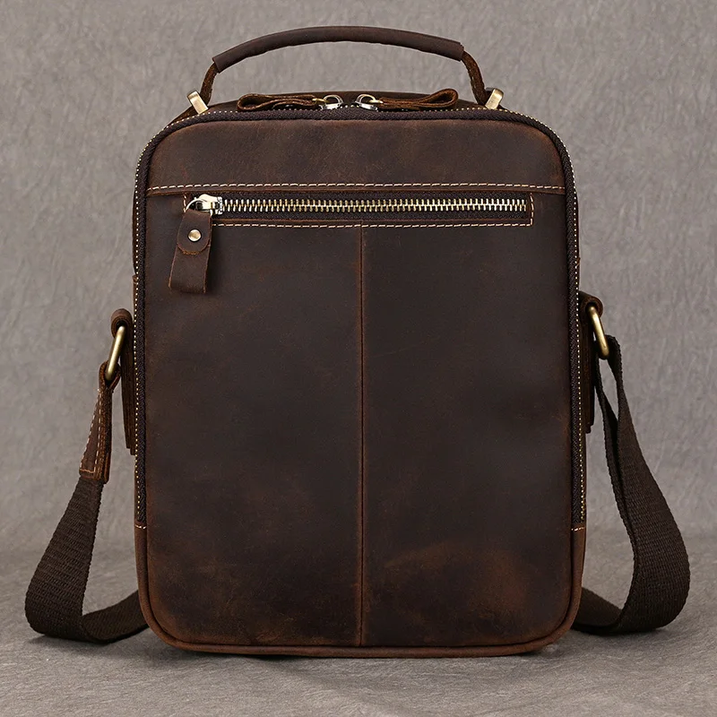 Newsibrds-Bolso de hombro de cuero genuino para hombre, bandolera de cuero de vaca Real, Estilo Vintage