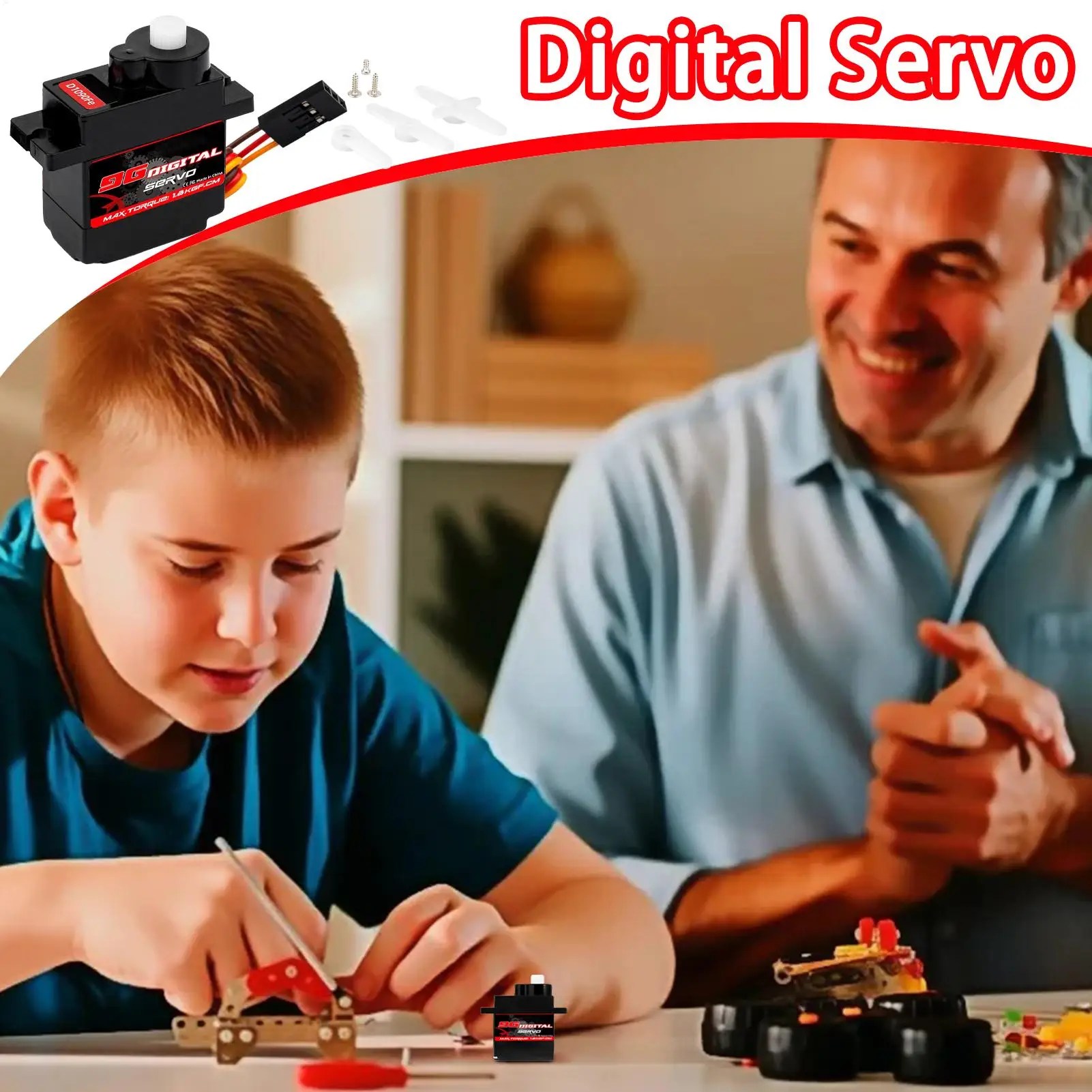 Servomoteur numérique RC, jouet, Angle de contrôle de 1.4Kg, accessoire robotique à faible bruit de 180 degrés pour débutants, garçons et adolescents