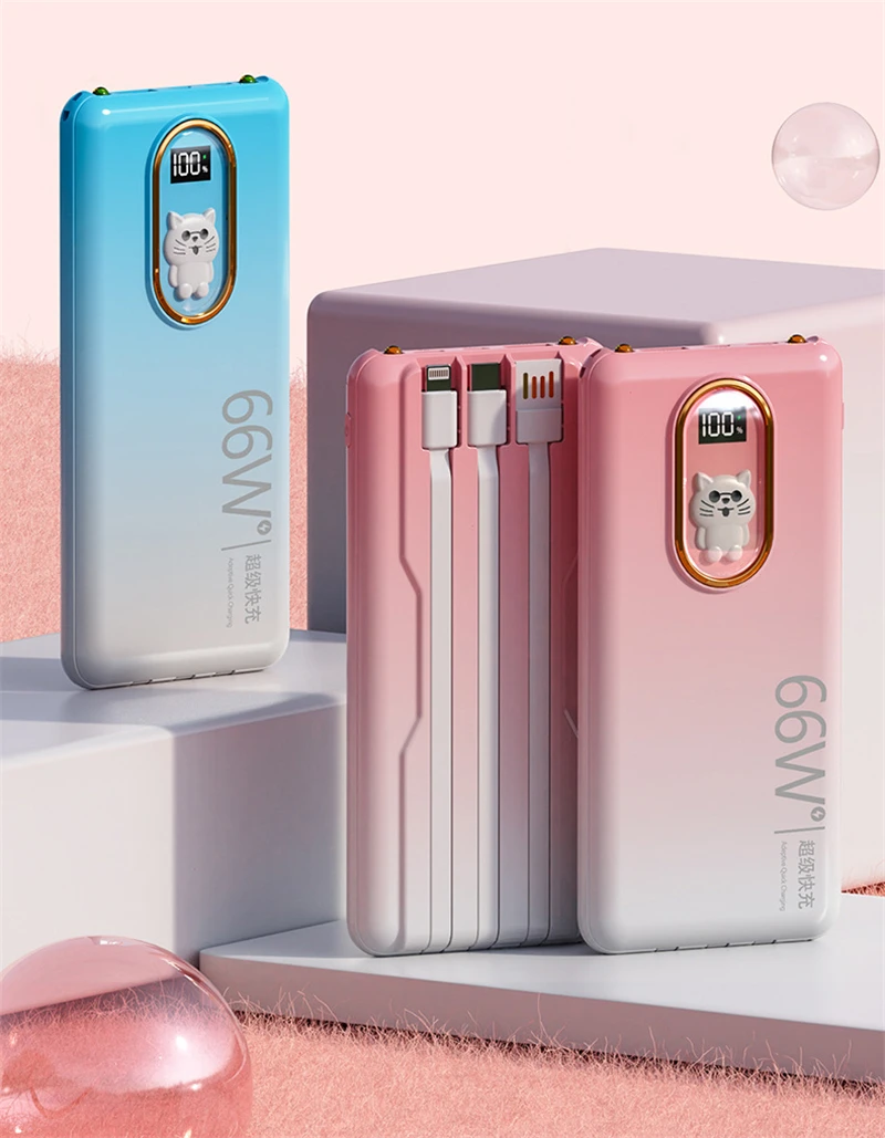 20000mAh Power Bank Fast Charge Portable Charger Poverbank Gradient cute External Battery Power For iPhone Huawei PD 65W girl